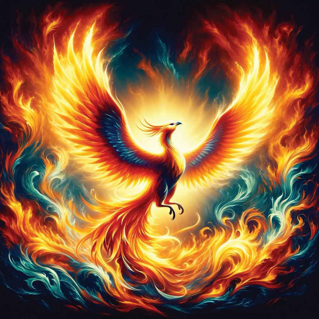 A phoenix flying in the sky