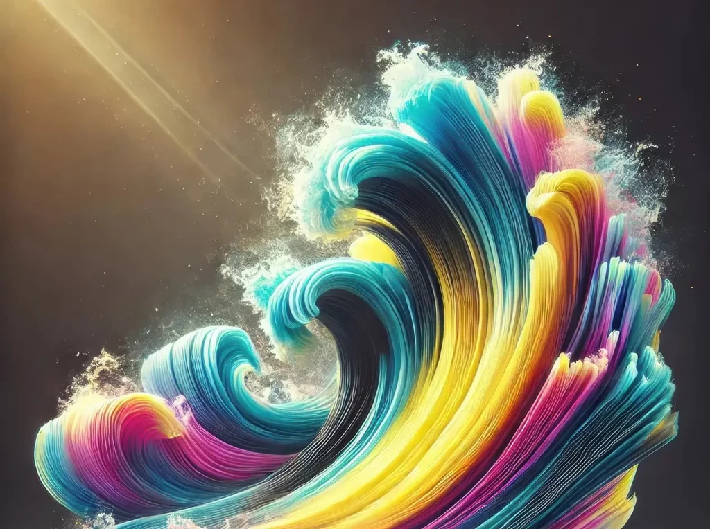A wave made out of CMYK ink
