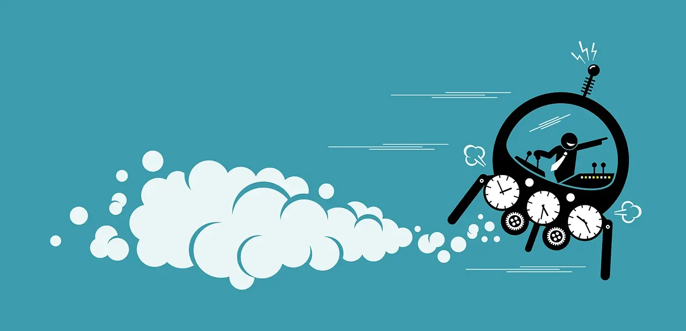 A man flying through the air in a time machine